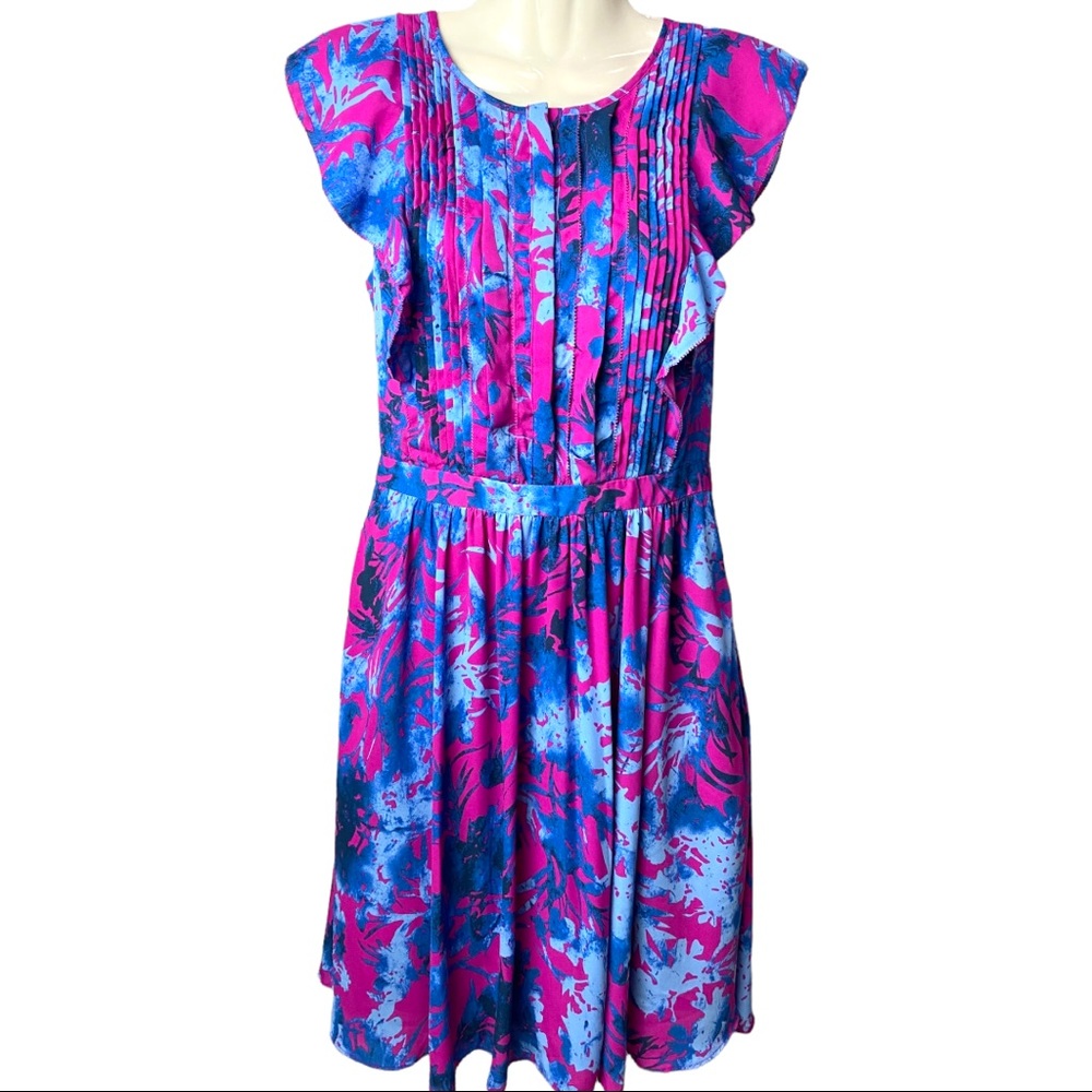 Banana Republic | Blue & Pink Floral Print Dress | Size 2